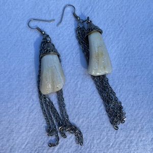 Bison tooth sterling sliver earrings